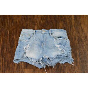 Almost Famous Light Wash Jean Denim Shorts Cut Off Juniors Size 7 Distressed